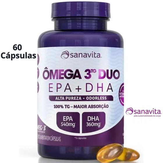 Imagem de Ômega 3 ᵀᴳ Duo EPA + DHA SANAVITA - OMEGA 3 60 cápsulas