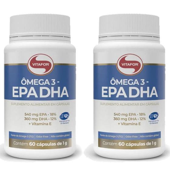 Imagem de Ômega 3 EPA DHA 60 cápsulas Vitafor - 2 unidades - Vitamina E