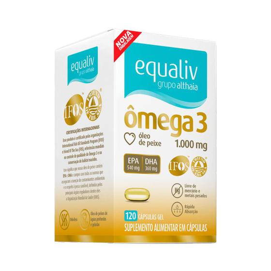 Imagem de Ômega 3 - EPA e DHA 1000mg  - Melhor Custo Benefício - 120 Cápsulas - Equaliv