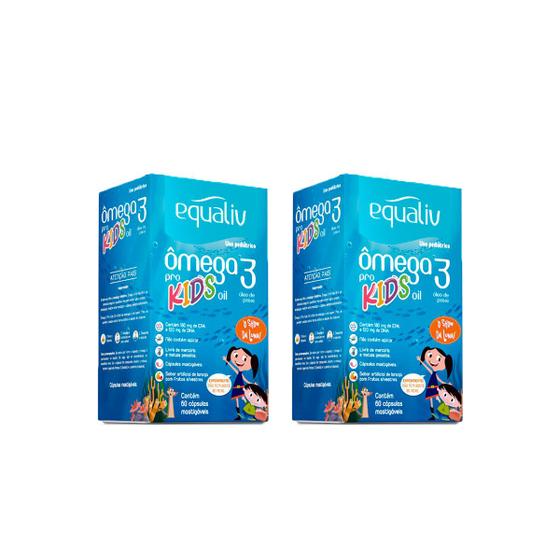 Ômega 3 Infantil Pro Kids KIT 2X 60 + 60 Cáps Equaliv Ômega 3