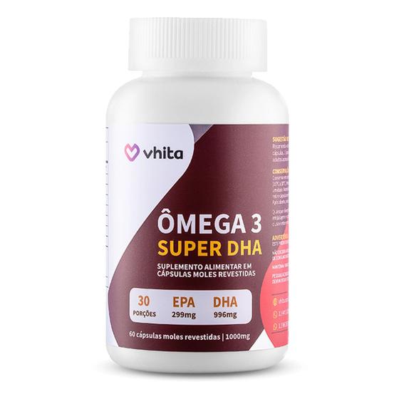 Ômega 3 Super DHA Vhita TG 1000mg para o cérebro 60 cápsulas Menor preço em Ômega 3 Super DHA Vhita TG 1000mg para o cérebro 60 cápsulas