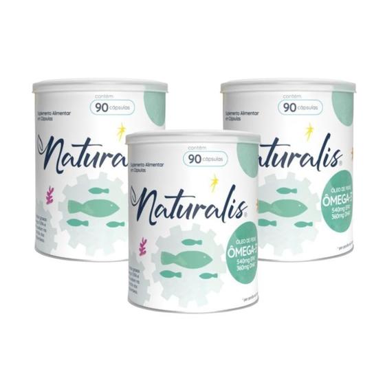 Imagem de Omega 3 Tradicional Naturalis Óleo de Peixe 90 Cáps Kit 3 Latas