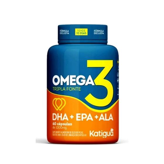 Omega 3 Tripla Fonte DHA+EPA+ALA 60 Capsulas Katigua Ômega 3 / Óleo