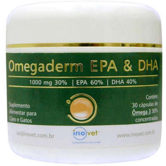 Imagem de Omegaderm EPA & DHA 30 Suplemento para Cães e Gatos 1000mg C/ 30 cápsulas- Inovet