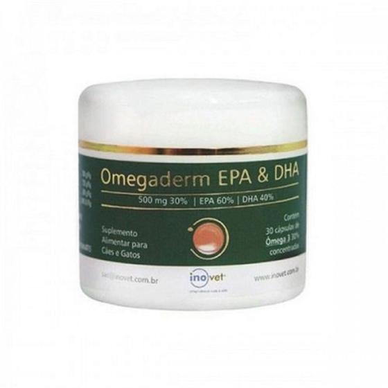 Imagem de Omegaderm EPA & DHA 30 Suplemento para Cães e Gatos 500mg C/ 30 cápsulas- Inovet