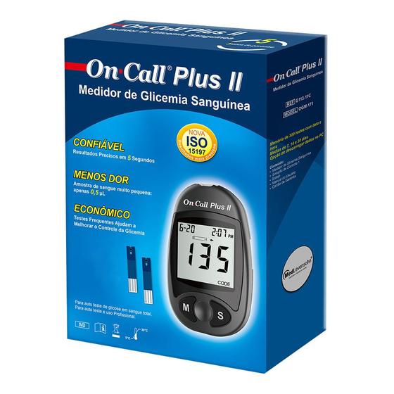 Imagem de On Call Plus II Kit Monitor de Glicemia com 1 Monitor + 10 Lancetas + 1 Lancetador