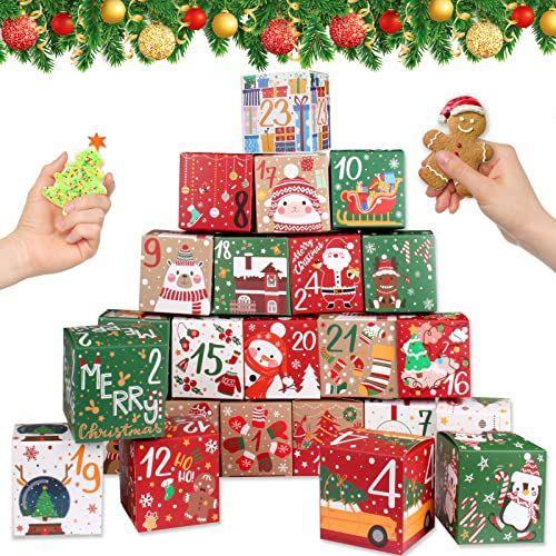 Imagem de ONESING 24 Pcs DIY Caixas de Calendário de Advento de Natal para 2022, 24 Dias Contagem Regressiva Calendário Presente para Adultos e Crianças Caixas de Número de Papelão de Natal Faça e Encha Seu Próprio Calendário de Advento Caixas Adorável Pre