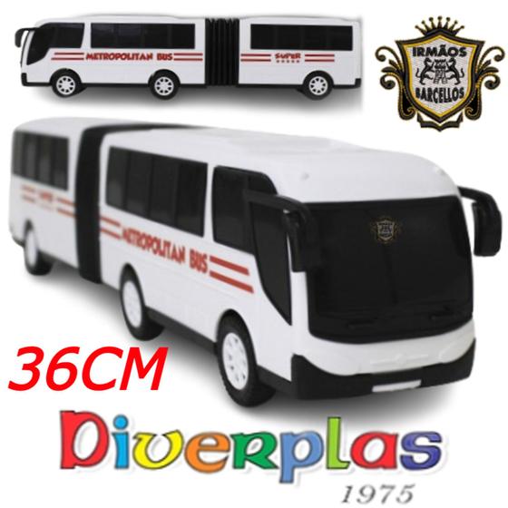 Imagem de Ônibus Articulado Brinquedo Infantil 36CM - Carrinhos De Brinquedo Busao Metropolitano Faz De Conta