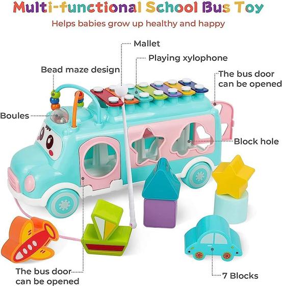 Imagem de Ônibus De Brinquedo Musical Xilofone Com Peças De Encaixar