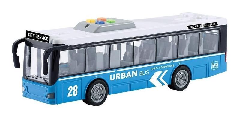 Imagem de Ônibus Miniatura Fricção Som Luz E Abre Portas 28Cm ul