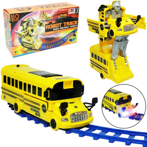 Imagem de Onibus Transforme Robo / Ferrorama Robot Track Com Som E Luz A Pilha 13 Pecas - PD IMPEX