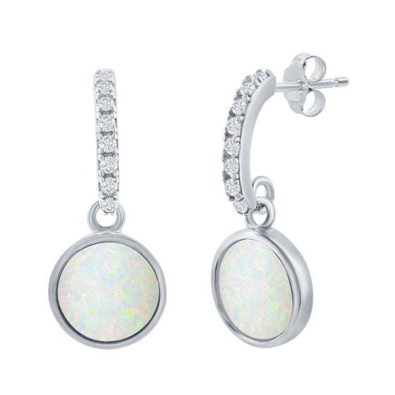 Imagem de Opalata D-8173 Opala Branca Redonda Feminina com CZ Stone Earrin