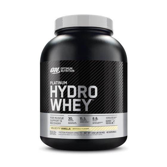 Imagem de Optimum Nutrition Platinum Hydrowhey Protein Powder, 100% Hidrolisado Whey Isolado em Pó, Sabor: Velocity Vanilla, 3,5 Libras (a embalagem pode variar)