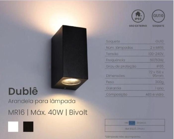 Imagem de Opus Arandela Sob Duble Lamp Gu10 Preto 81225