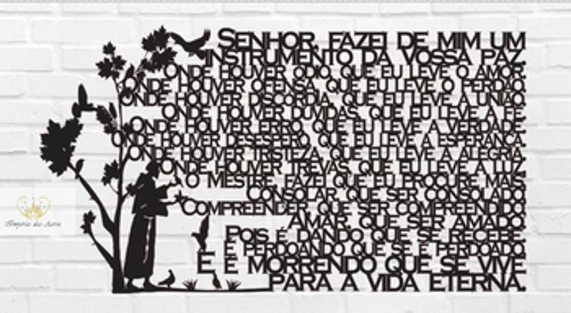 Imagem de Oração São Francisco 60X33Cm Lettering Mdf Escultura Parede