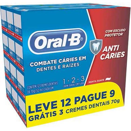 Oral-b creme dental 70g 123 anti carie leve 12 pague 9 Menor preço em Oral-b creme dental 70g 123 anti carie leve 12 pague 9