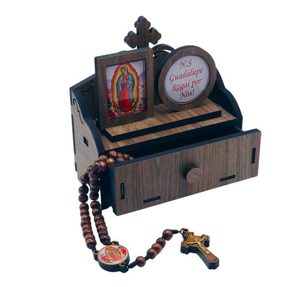Imagem de Oratório Com Gaveta e Terço Nossa Senhora de Guadalupe