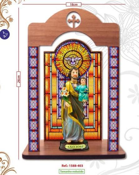 Imagem de Oratório de madeira mdf pequeno para imagem de santos espirito santo