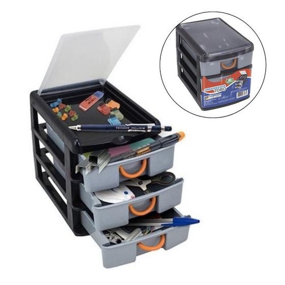 Imagem de Organizador 3 Gavetas E Compartimento 20x16x14Cm Multiuso Prático 25479