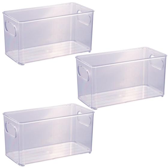 Imagem de Organizador Acrílico de Geladeira Armário Kit com 3 Unidades 10x20cm Transparente 