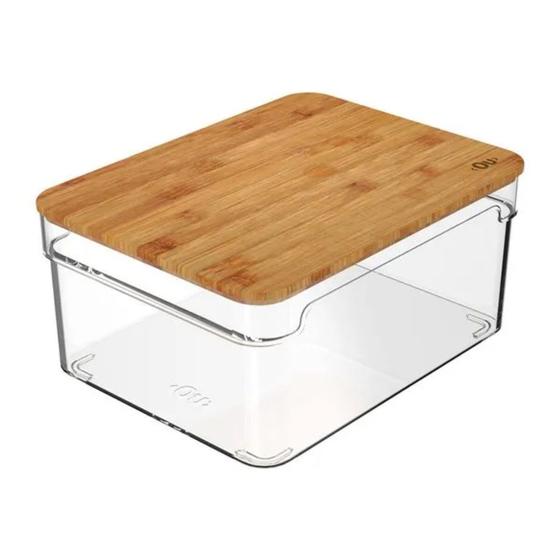 Imagem de Organizador Clear 3L Com Tampa de Bambu 20,5x15,5x9cm