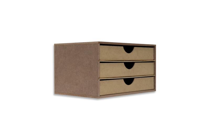 Imagem de Organizador Com 3 Gavetas Em MDF Cru Prático E Moderno P/ Folhas A4