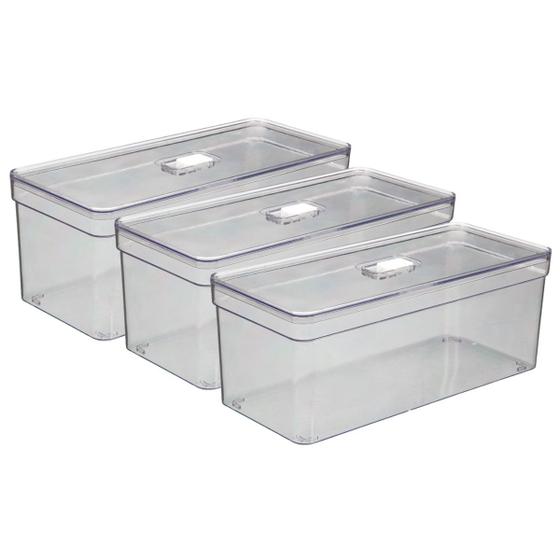 Imagem de Organizador Com Cesta Alimentos Multiuso Transparente - 3 UN