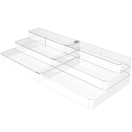 Imagem de Organizador De Armário Extensível 3 Níveis Display Expositor Escada Transparente Clear OU