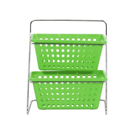 Organizador de Bancada Duplo com 2 Cestas n2 Niquelart 375-3 Verde Menor preço em Organizador de Bancada Duplo com 2 Cestas n2 Niquelart 375-3 Verde