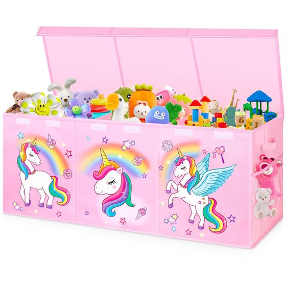 Imagem de Organizador de Brinquedos Mabahoo Extra Grande 100L com Tampas - Rosa