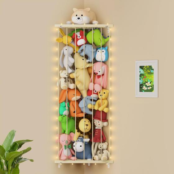 Imagem de Organizador de brinquedos para armazenamento de animais de pelúcia Asacbiiin com luz LED