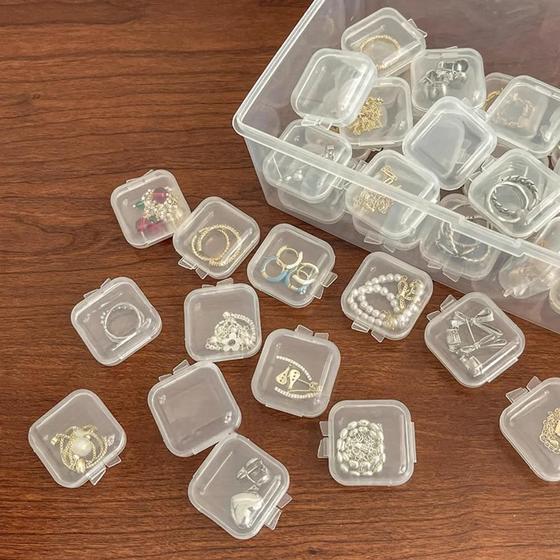 Imagem de Organizador De Caixa De Joias De Plástico Transparente Com Slots Individuais De Anel Para