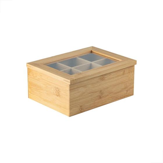 Imagem de Organizador de Chá Bambu 6 Divisórias - Sense 21.5x16cm