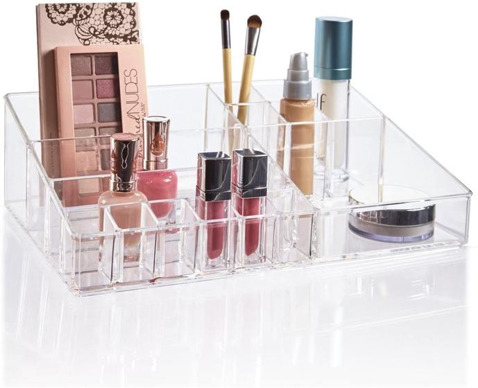 Imagem de Organizador de cosméticos e paletas de maquiagem de plástico transparente de qualidade premium  Coleção Audrey