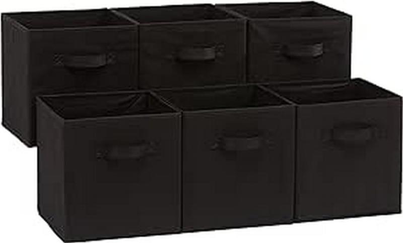 Imagem de Organizador de cubos de armazenamento Amazon Basics Black, pacote com 6