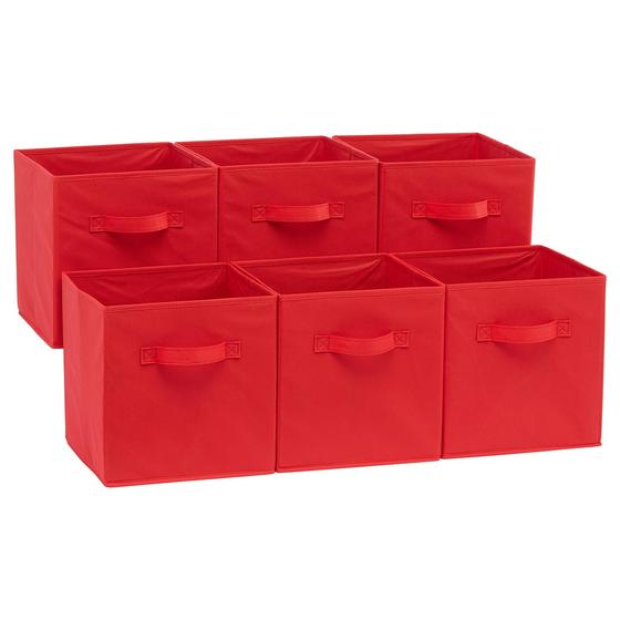 Imagem de Organizador de cubos de armazenamento Amazon Basics Red, pacote com 6 unidades, 28x28x28cm