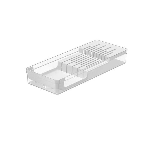 Imagem de Organizador de Facas Clear em Poliestireno Transparente/Branco 37,5x15x5,6cm - Ou