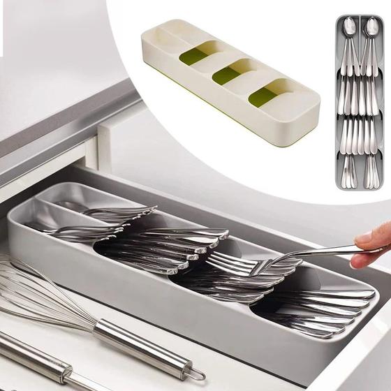 Imagem de Organizador De Gaveta Talheres Separação Garfo Faca 39,8x11,4x5,8cm Colher Suporte Cozinha Porta Facas para Gaveta Sebo 