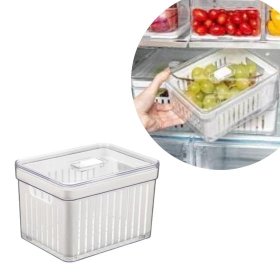 Imagem de Organizador De Geladeira 3,8 Litros Com Tampa Alimentos Organização Multiuso
