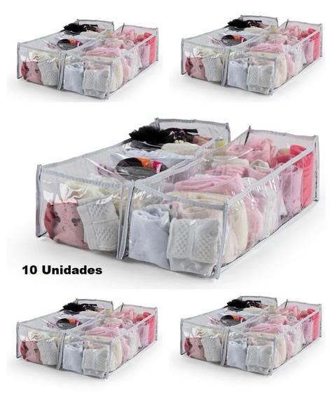 Imagem de Organizador de Guarda Roupa Colmeia 10 Espaços Kit com 10 Unidades Branca