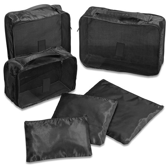 Organizador de Mala Viagem Necessaire Kit 6 Peças Preto CBRN20454 Menor preço em Organizador de Mala Viagem Necessaire Kit 6 Peças Preto CBRN20454