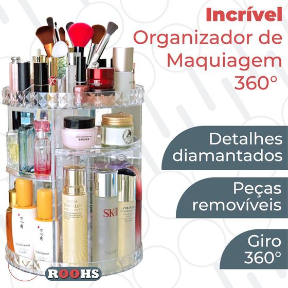Imagem de Organizador De Maquiagem Giratório 360 Torre Acrílico Makeup