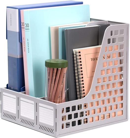 Imagem de Organizador de Mesa com 3 Compartimentos - Porta-Revistas para Escritório e Casa
