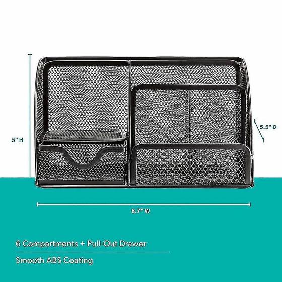 Imagem de Organizador de Mesa com 6 Compartimentos - Collection Mesh Drawer (Preta)