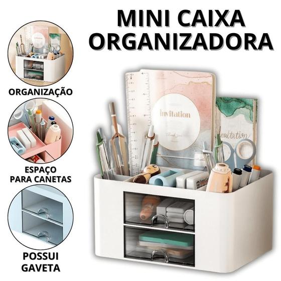 Organizador De Mesa Escritório Porta Treco Com Gaveta Caixa ...