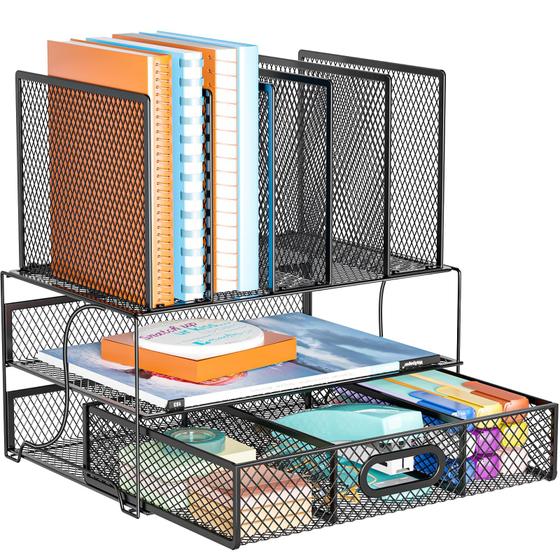 Imagem de Organizador de mesa WALI Letter Tray, porta-arquivos de malha com gaveta