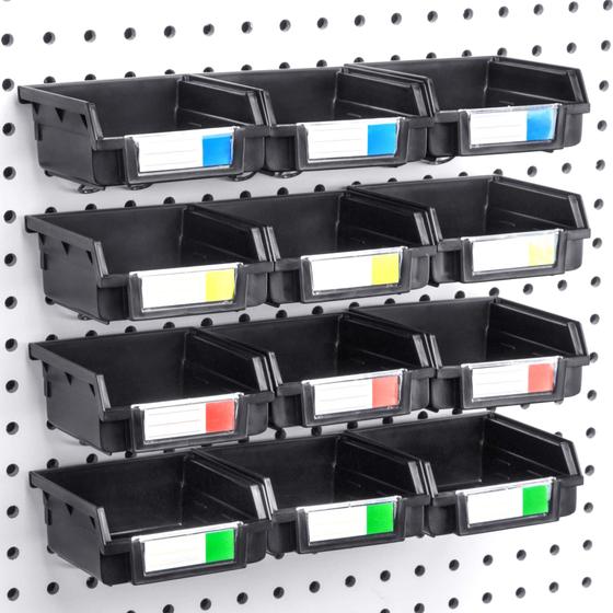 Imagem de Organizador de Parede com 12 Gavetas Pretas para Ferramentas e Parafusos
