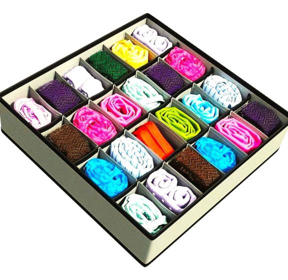 Imagem de Organizador de Roupas Íntimas Meias Cuecas Calcinhas Lingerie, Para Gaveta, Dobrável 24 Compartimentos