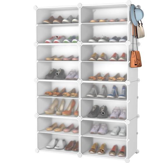 Imagem de Organizador de sapatos HOMIDEC de 8 camadas para armário, 32 pares de metal branco