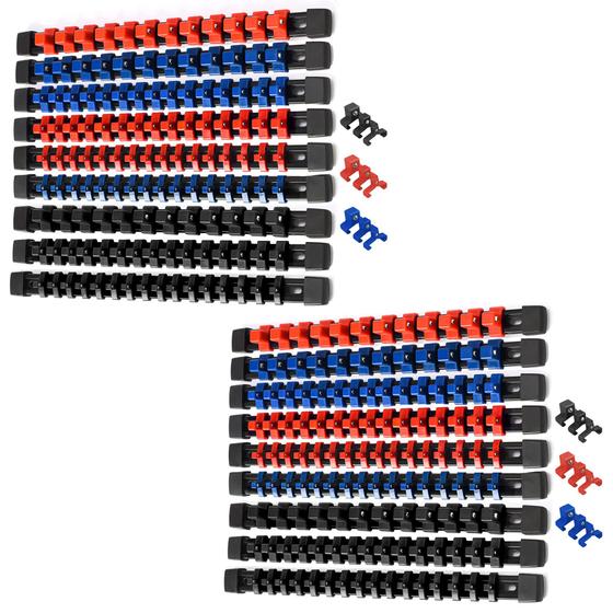 Imagem de Organizador de soquetes ALOANES 18 PC ABS para 1/2, 3/8 e 1/4 de polegada